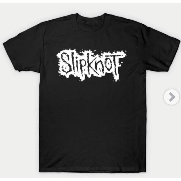 Slipknot Puff Paint Logo Black T-Shirt Men’s Size Large Band Tee Vintage Style - Picture 1 of 5